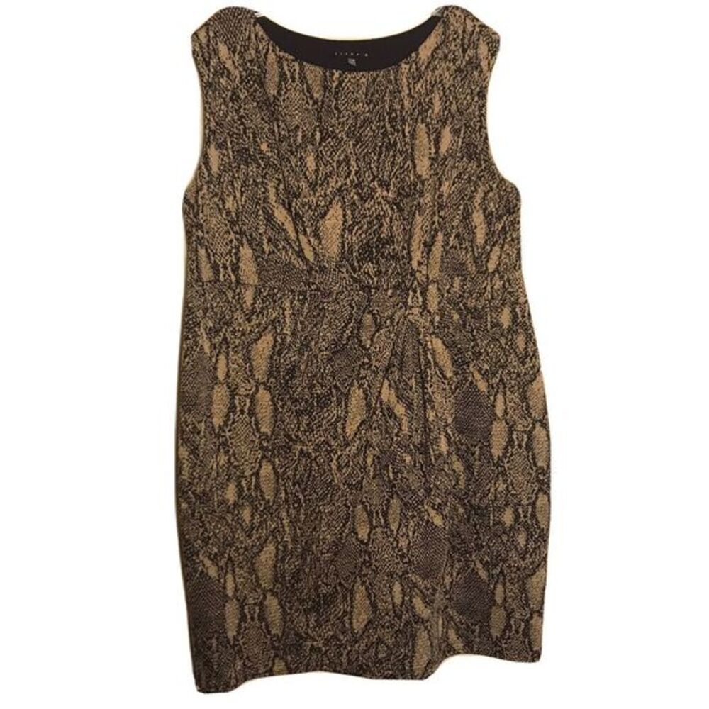 Vintage Tiana B. Beige and Black Animal Print Ruched‎ Dress Size 20W